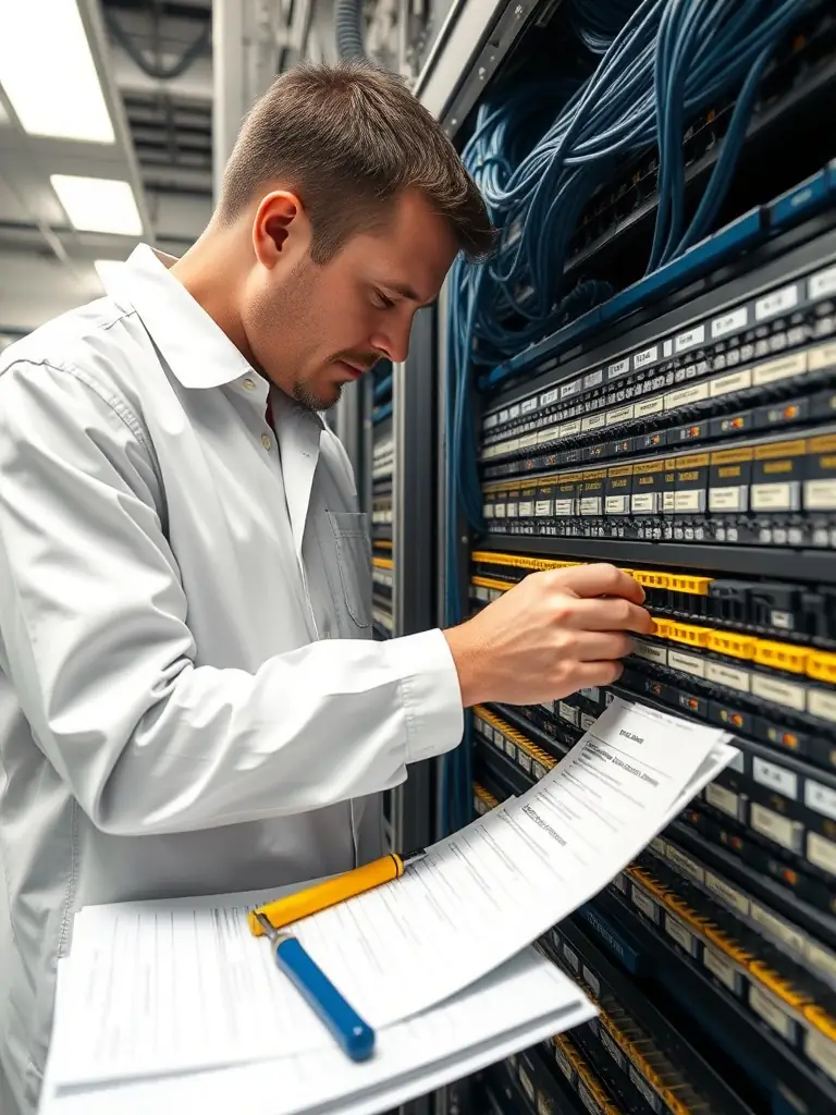 An image showcasing detailed documentation and labeling of fiber optic connections, emphasizing the importance of clear records for future maintenance and upgrades.