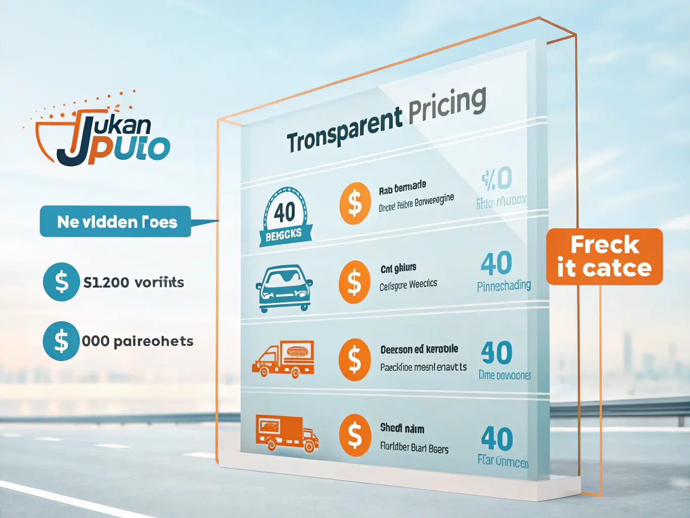 A graphic illustrating the concept of transparent pricing with no hidden fees, using clear and simple visuals to convey trust and reliability.