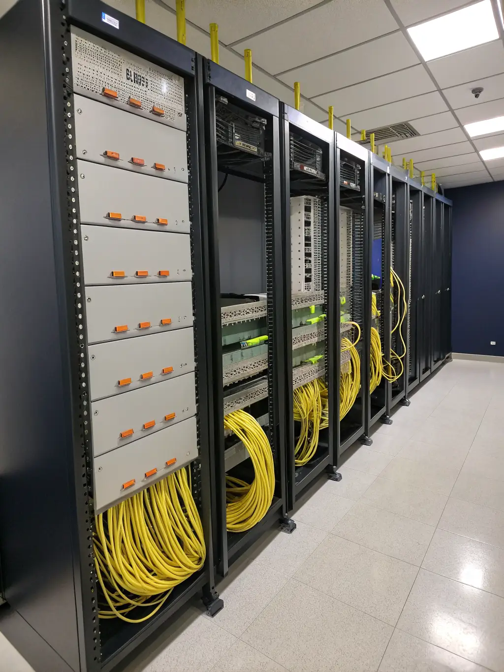 A picture of a well-organized fiber optic patch panel in a data center, demonstrating the company's expertise in managing complex fiber networks.