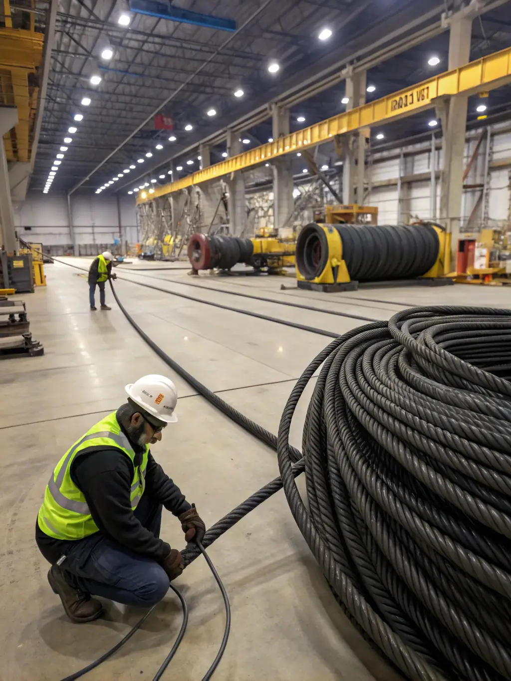 An image of fiber optic cables being installed in a challenging industrial environment, showcasing the team's expertise.